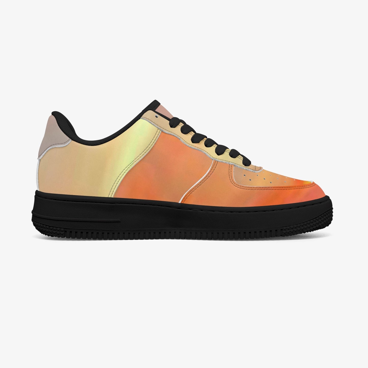 The sun's glow radiates peace. SunWhys AF1 Low-Top Leather Sports Sneakers - Black Sole