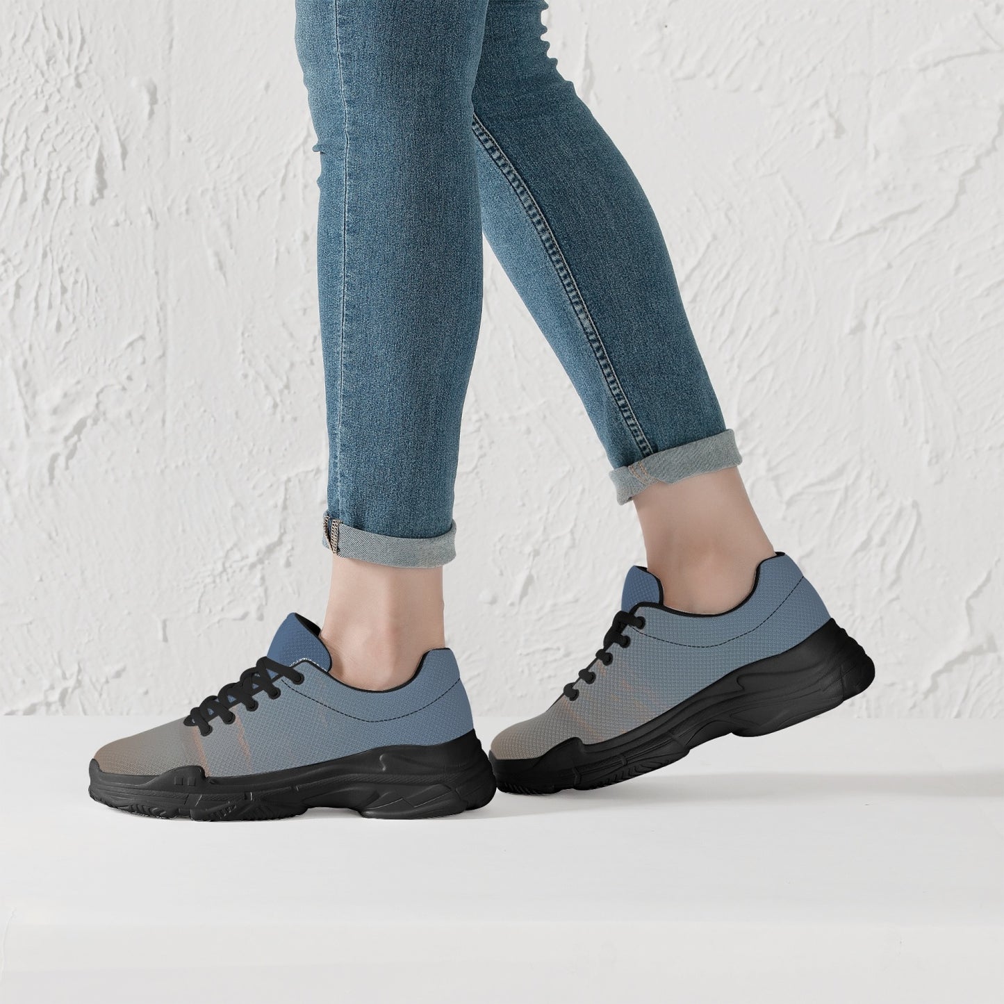 Peaceful awakening to nature's beauty. SunWhys Trendy Chunky Sneakers - White/Black