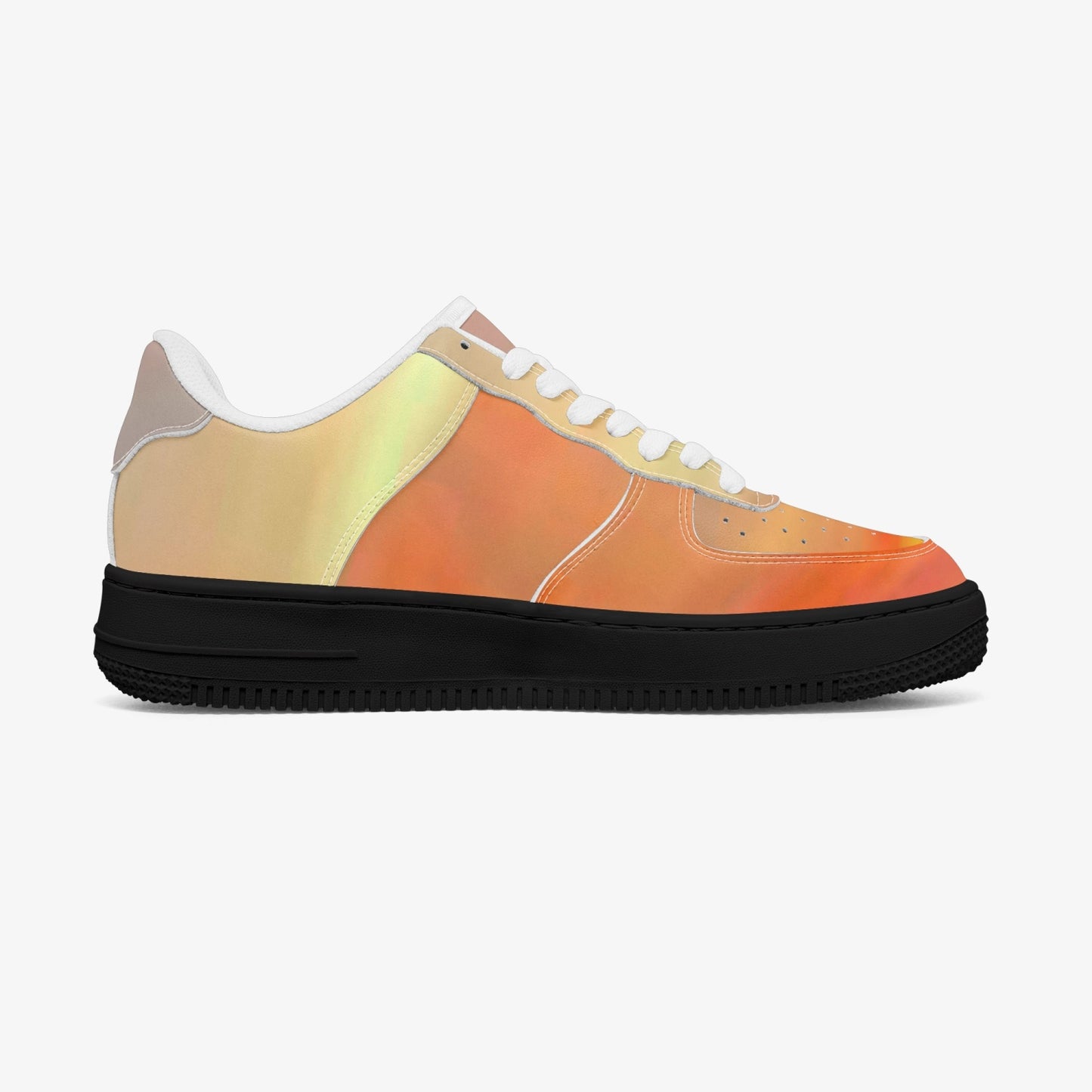 The sun's glow radiates peace. SunWhys AF1 Low-Top Leather Sports Sneakers - Black Sole