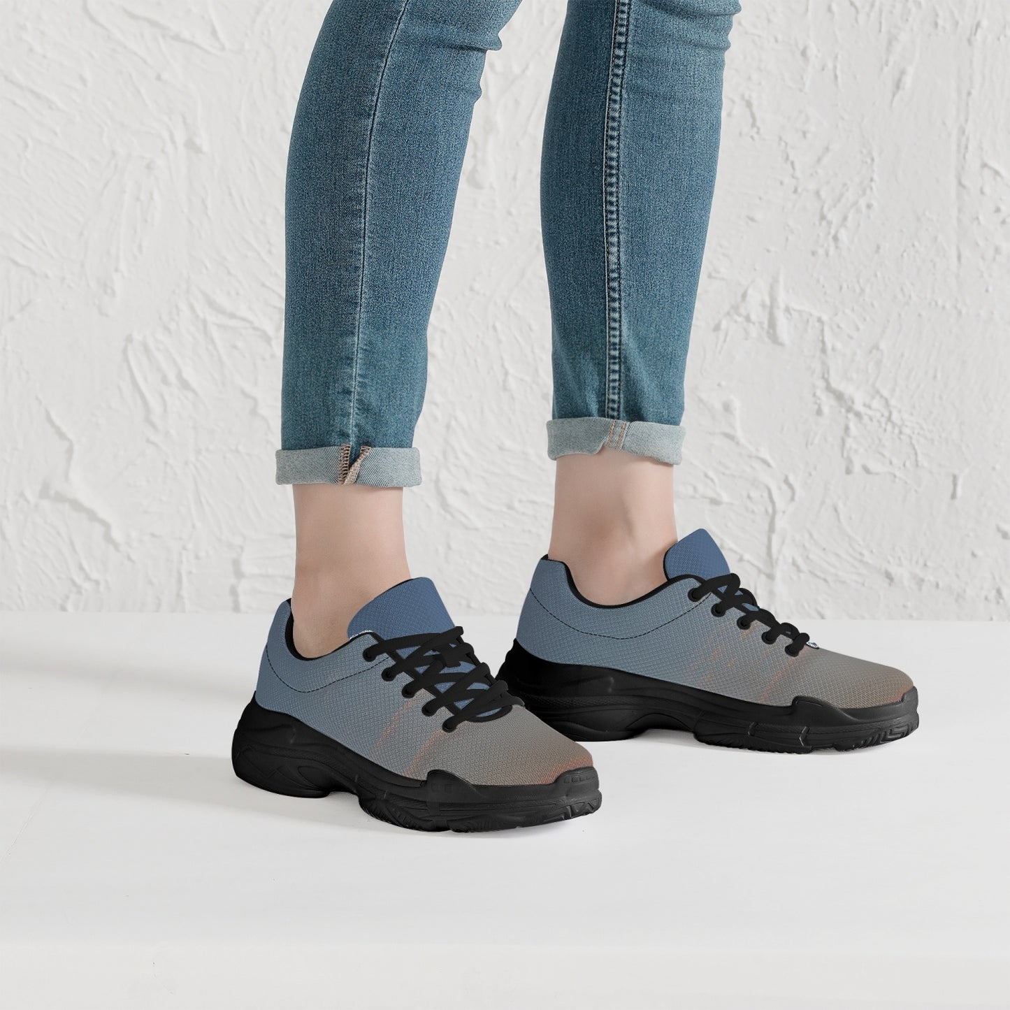 Peaceful awakening to nature's beauty. SunWhys Trendy Chunky Sneakers - White/Black