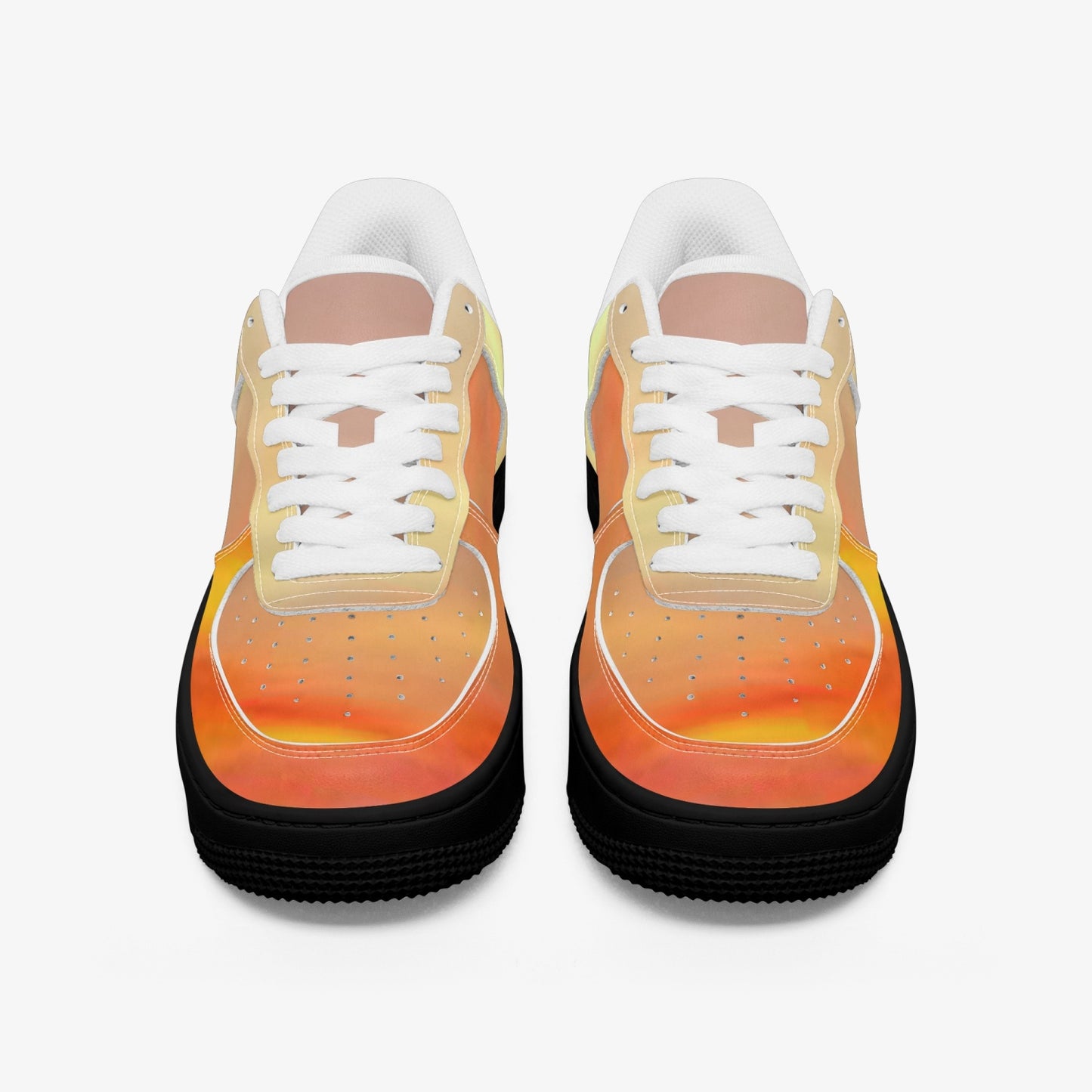 The sun's glow radiates peace. SunWhys AF1 Low-Top Leather Sports Sneakers - Black Sole