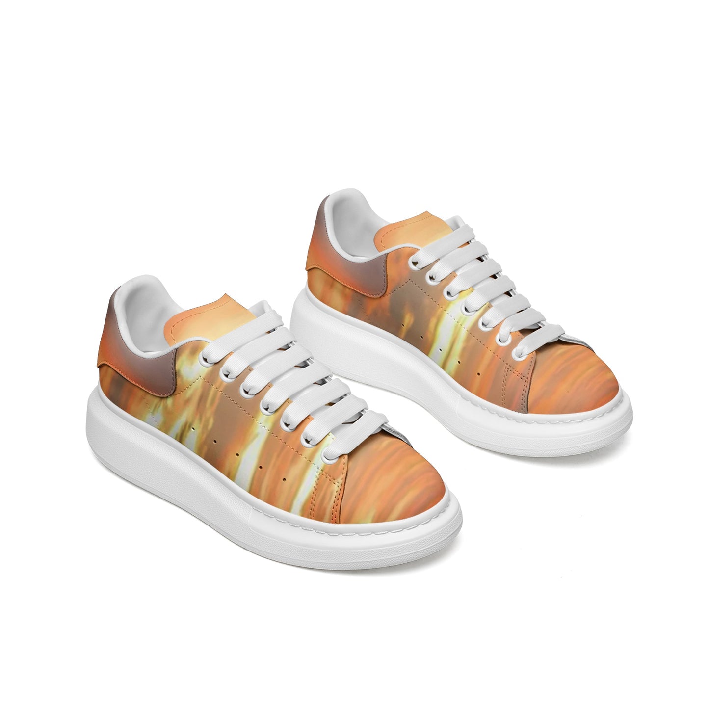 Tranquility embraces me at dawn. SunWhys Unisex Non Slip Lace Up Faux Leather Sneakers