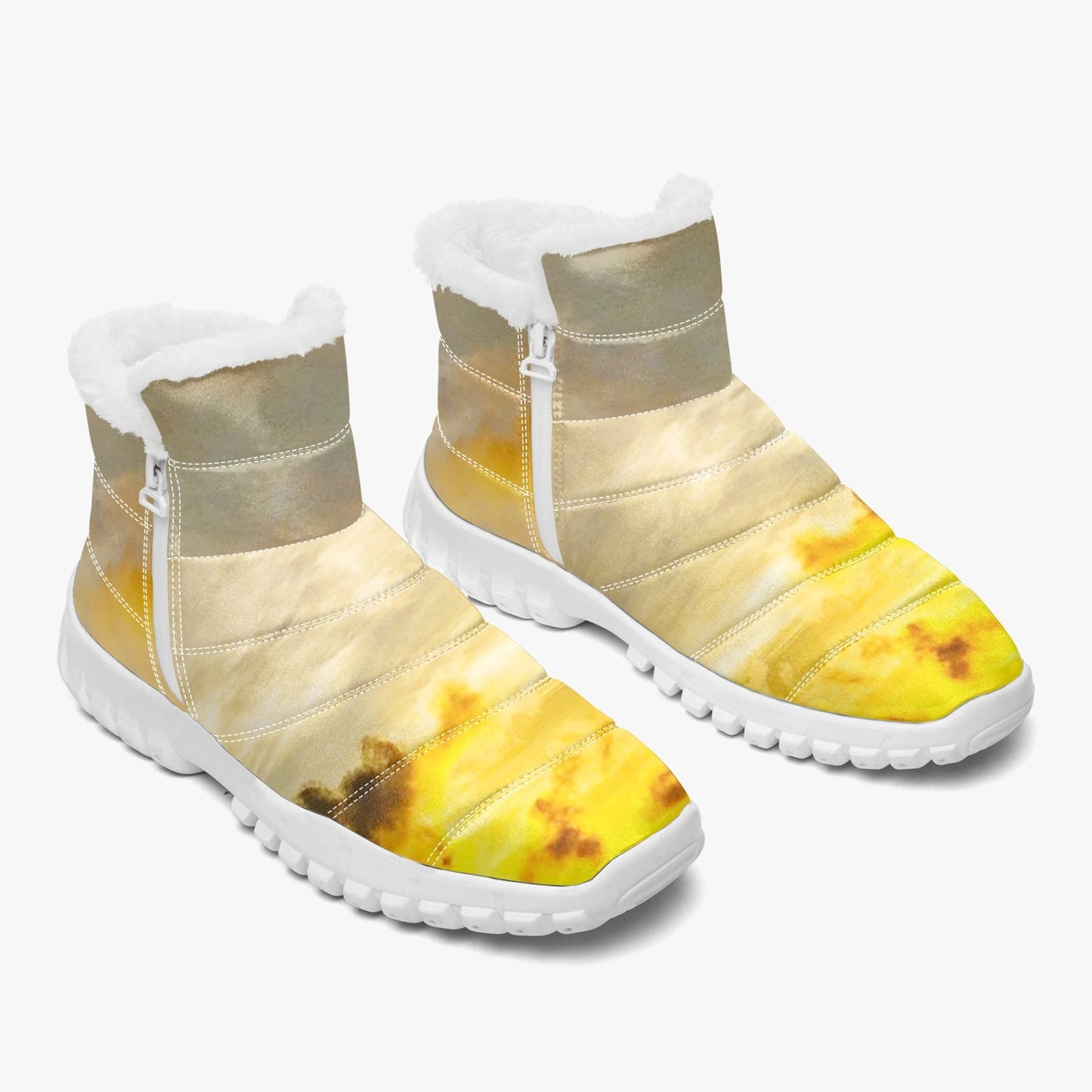 Sunrise brings calmness and peace. SunWhys Cotton-pad Fur Zipper Up Boots