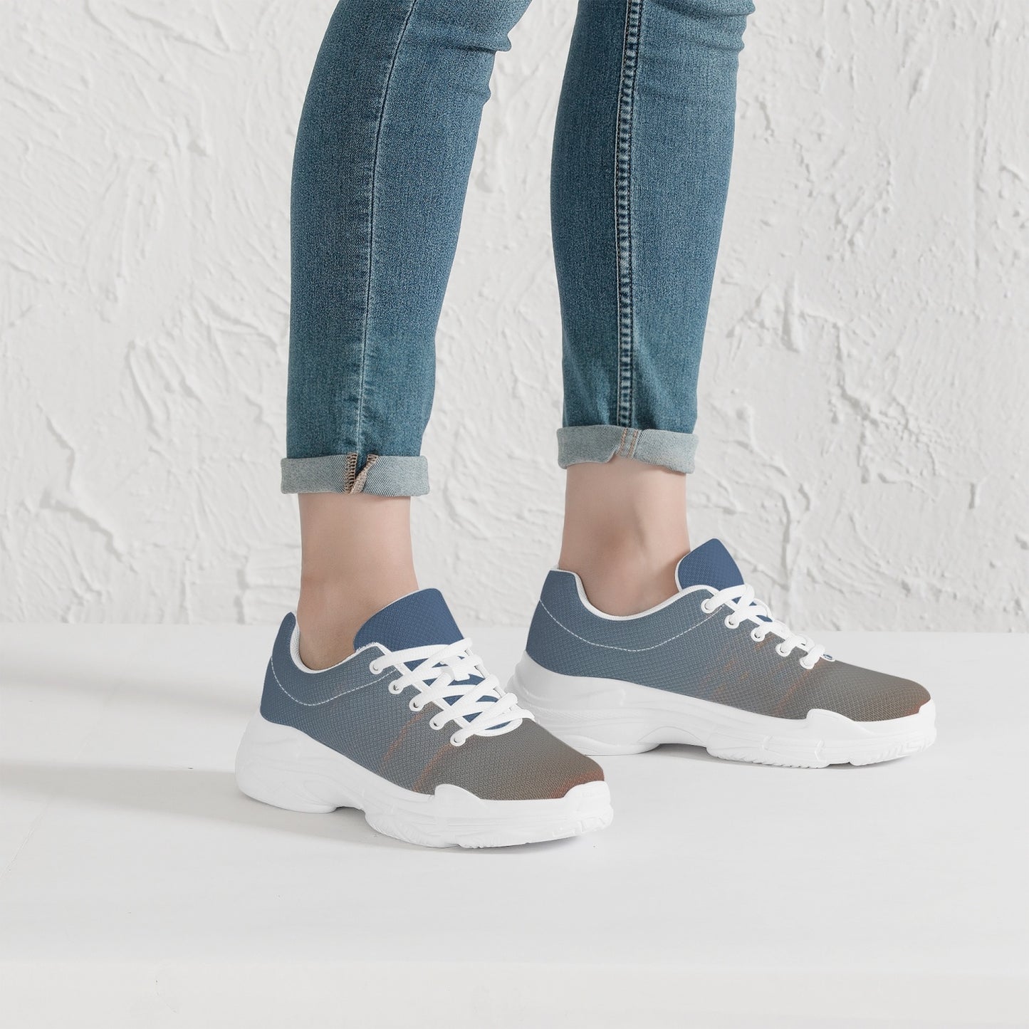 Peaceful awakening to nature's beauty. SunWhys Trendy Chunky Sneakers - White/Black