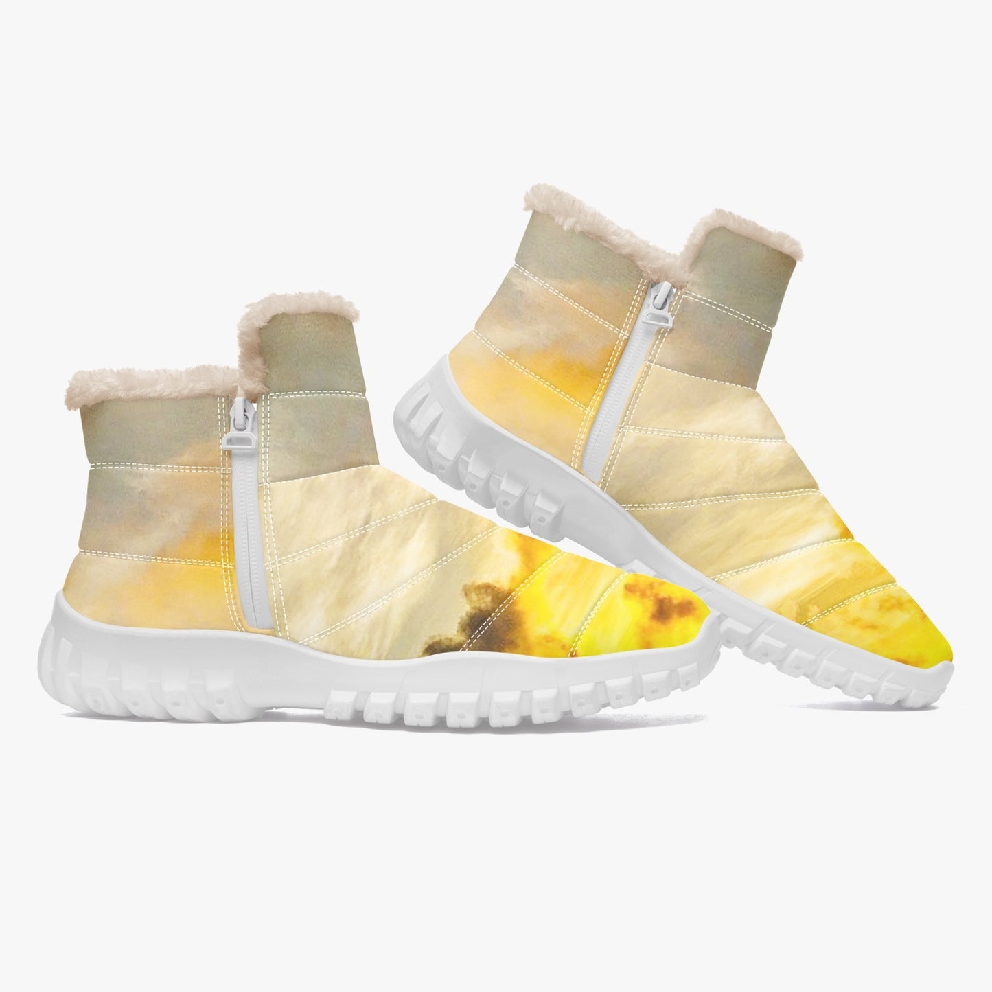 Sunrise brings calmness and peace. SunWhys Cotton-pad Fur Zipper Up Boots