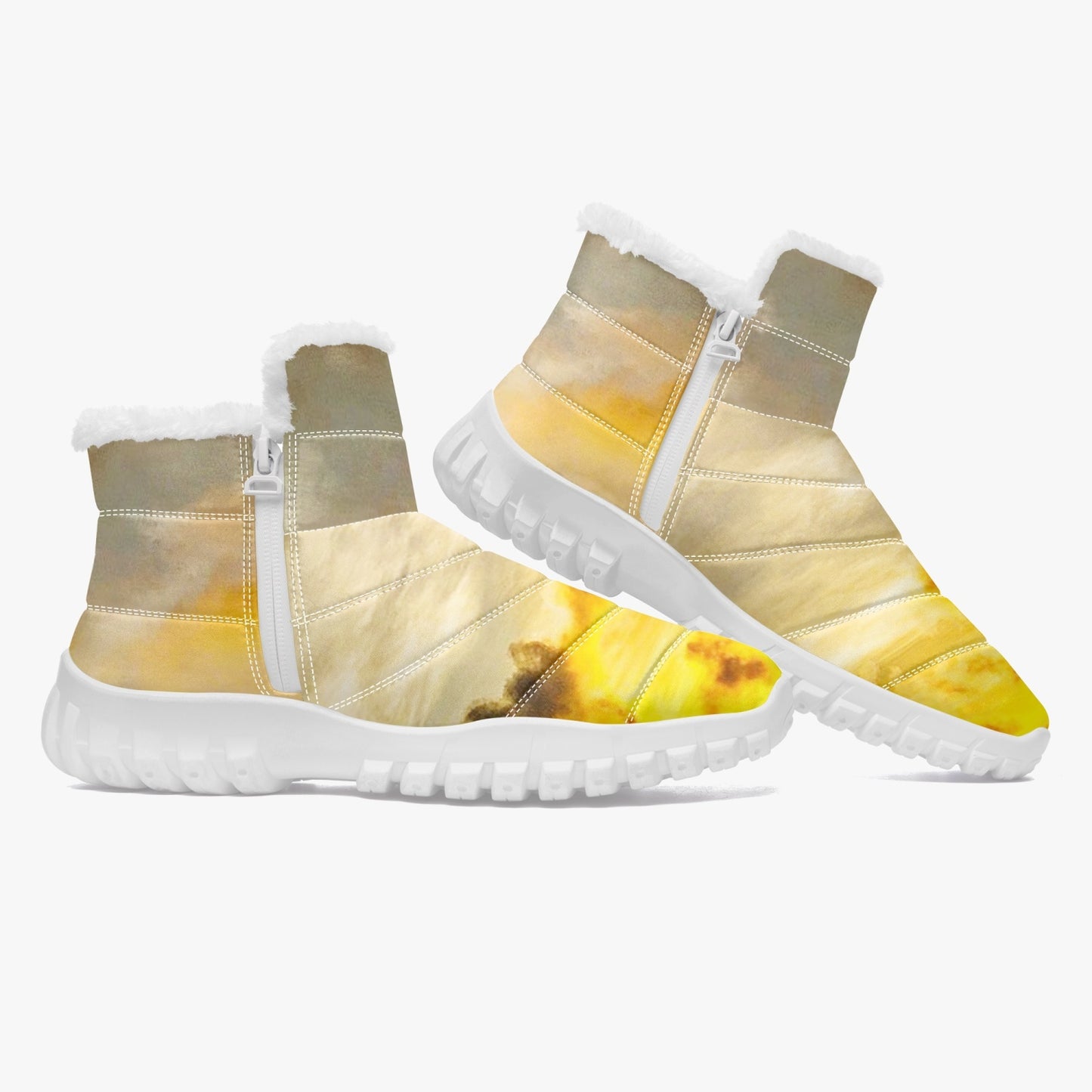 Sunrise brings calmness and peace. SunWhys Cotton-pad Fur Zipper Up Boots