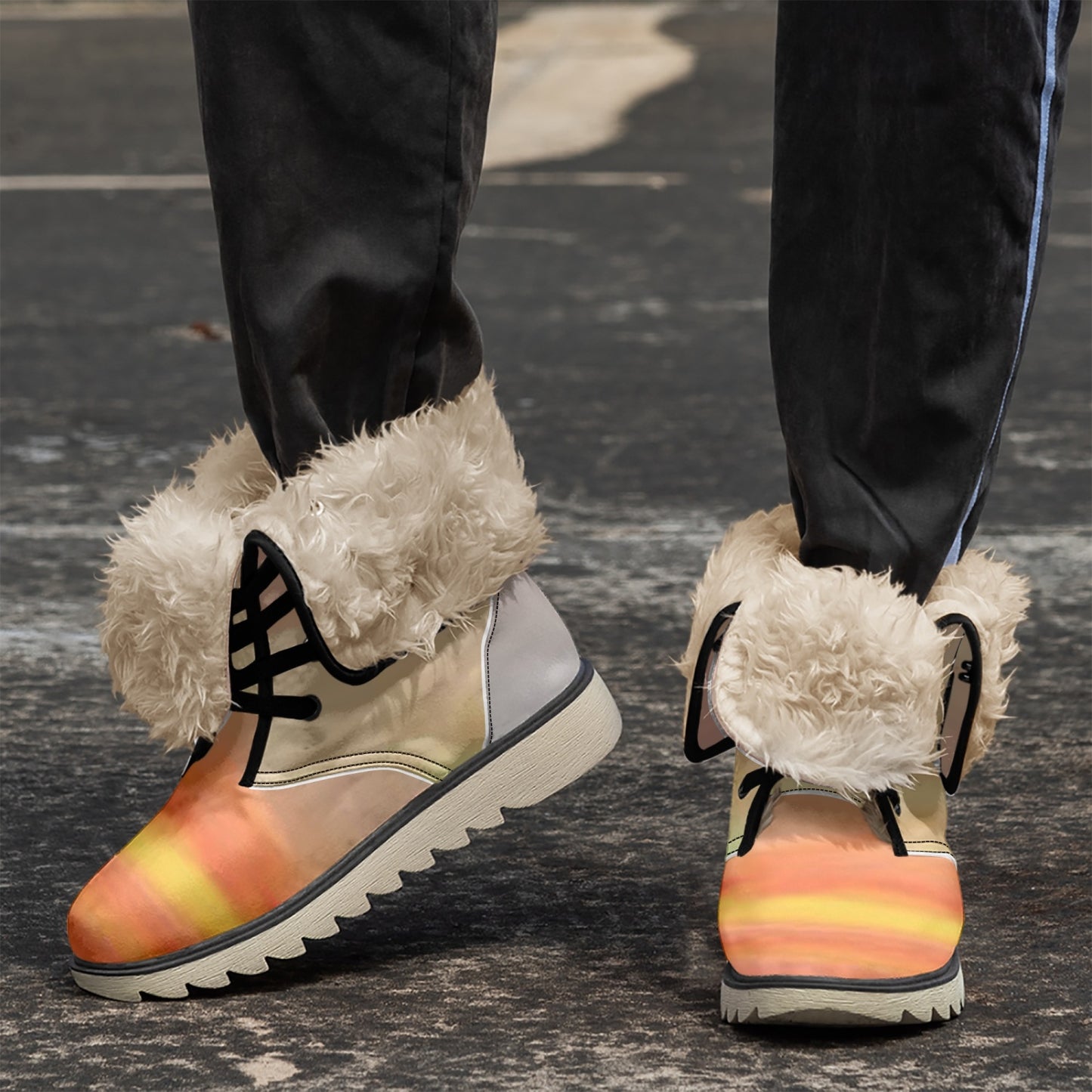 The sun's glow radiates peace. SunWhys Cotton-pad Fur Lining Boots