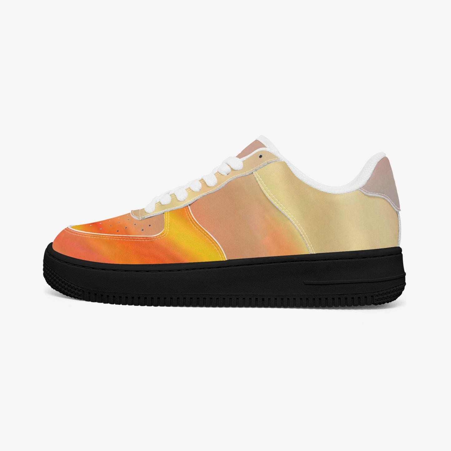 The sun's glow radiates peace. SunWhys AF1 Low-Top Leather Sports Sneakers - Black Sole