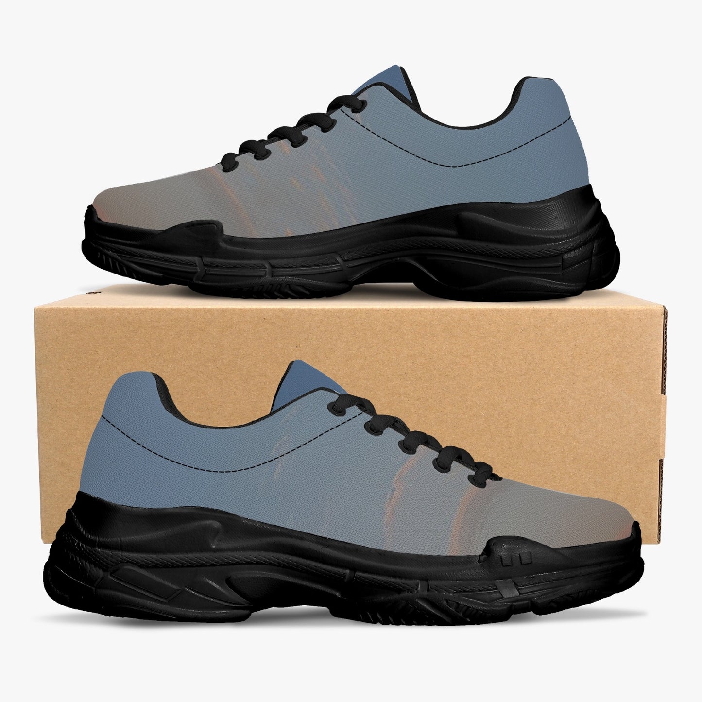 Peaceful awakening to nature's beauty. SunWhys Trendy Chunky Sneakers - White/Black