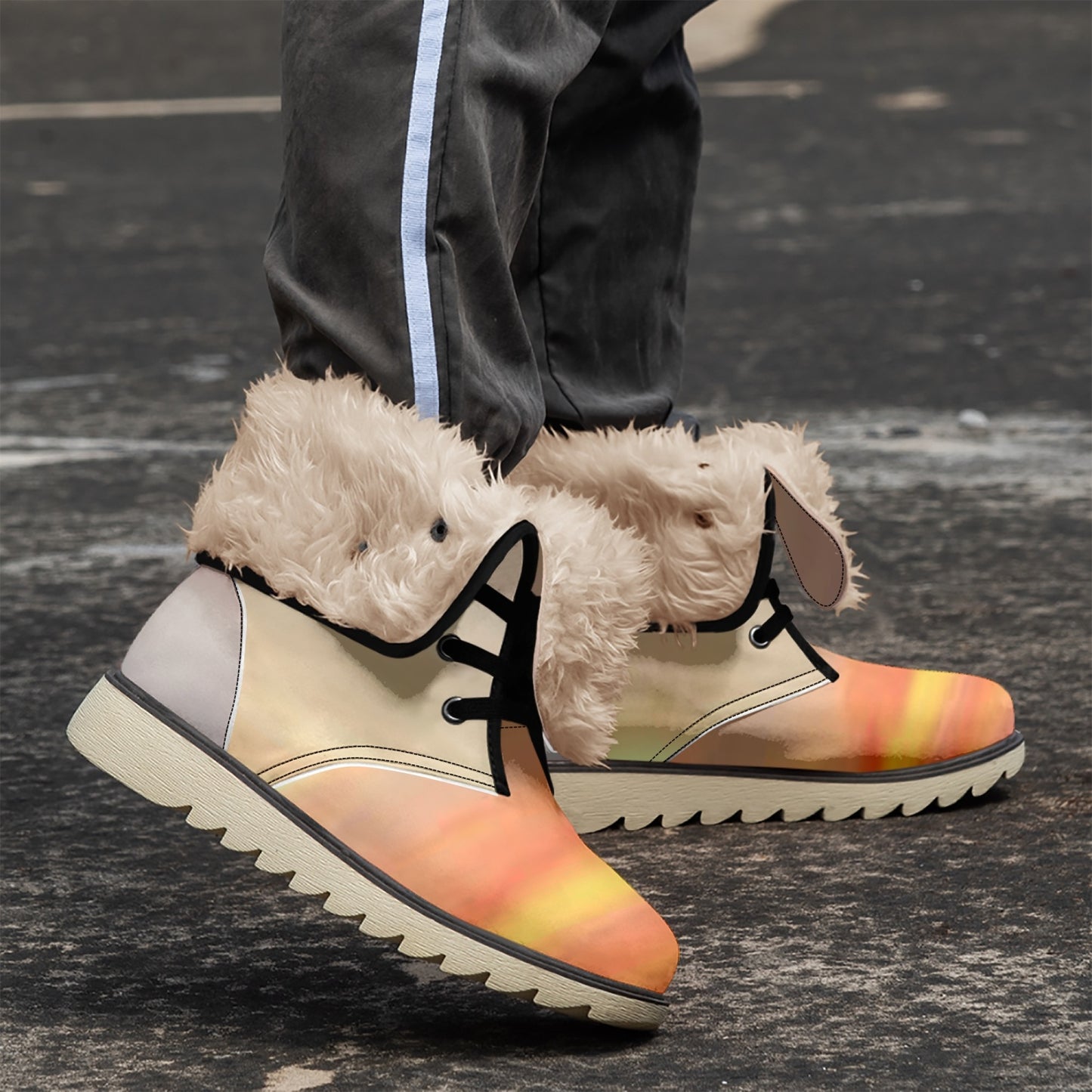 The sun's glow radiates peace. SunWhys Cotton-pad Fur Lining Boots