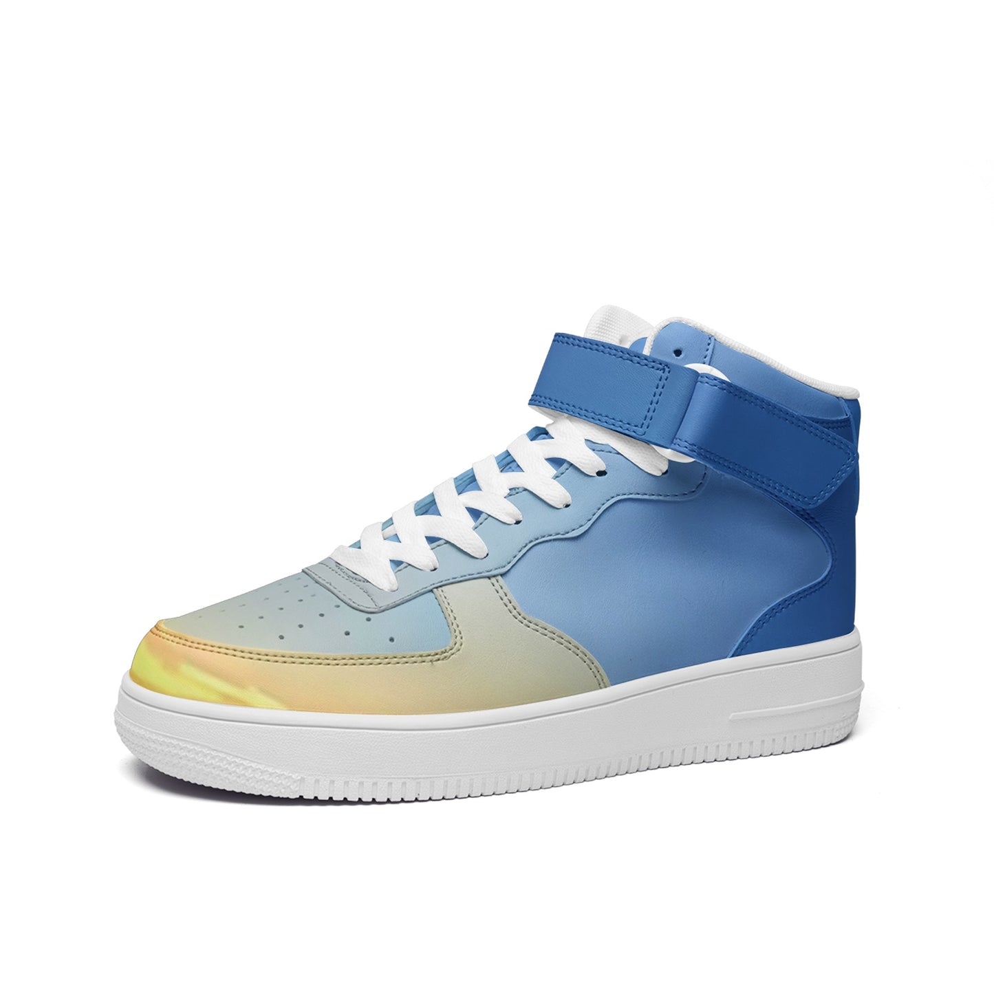 Waking up to tranquility surrounds. SunWhys Unisex high Top Leather Sneakers