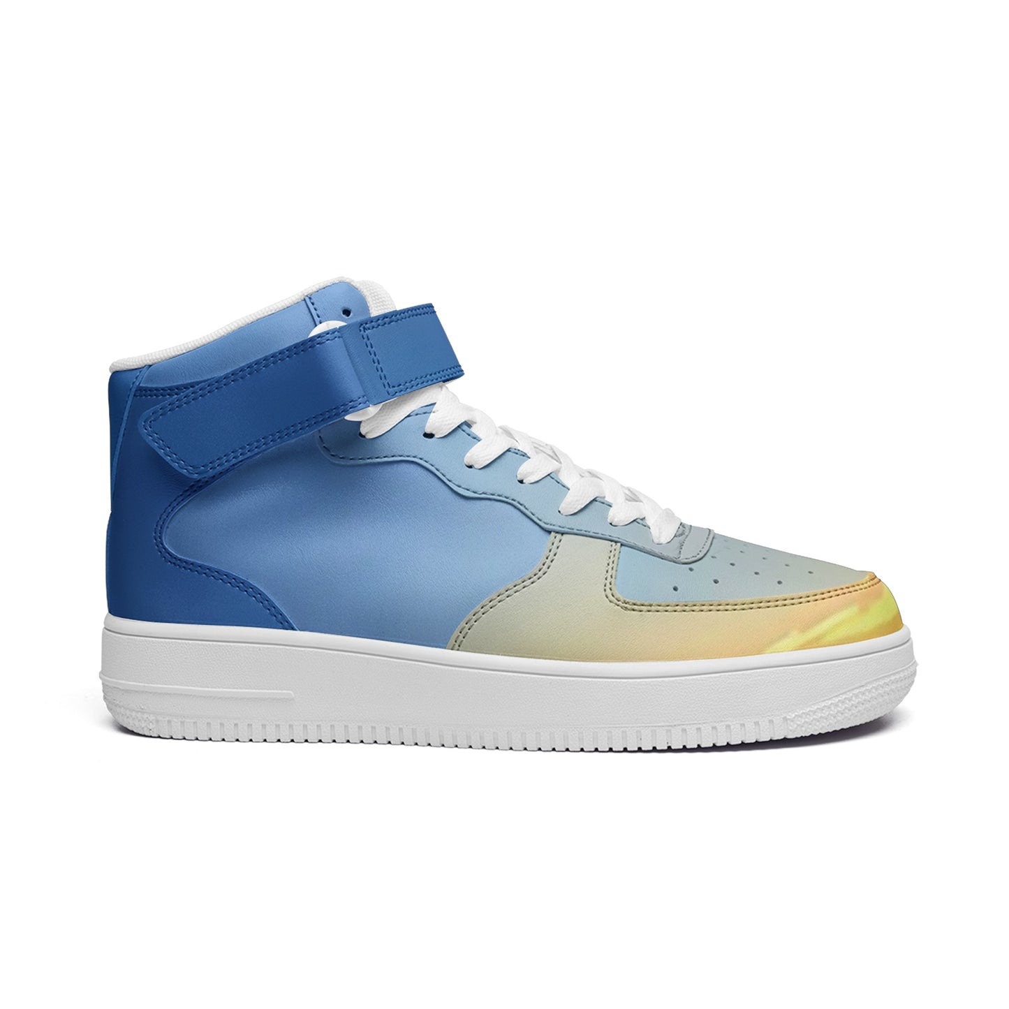 Waking up to tranquility surrounds. SunWhys Unisex high Top Leather Sneakers