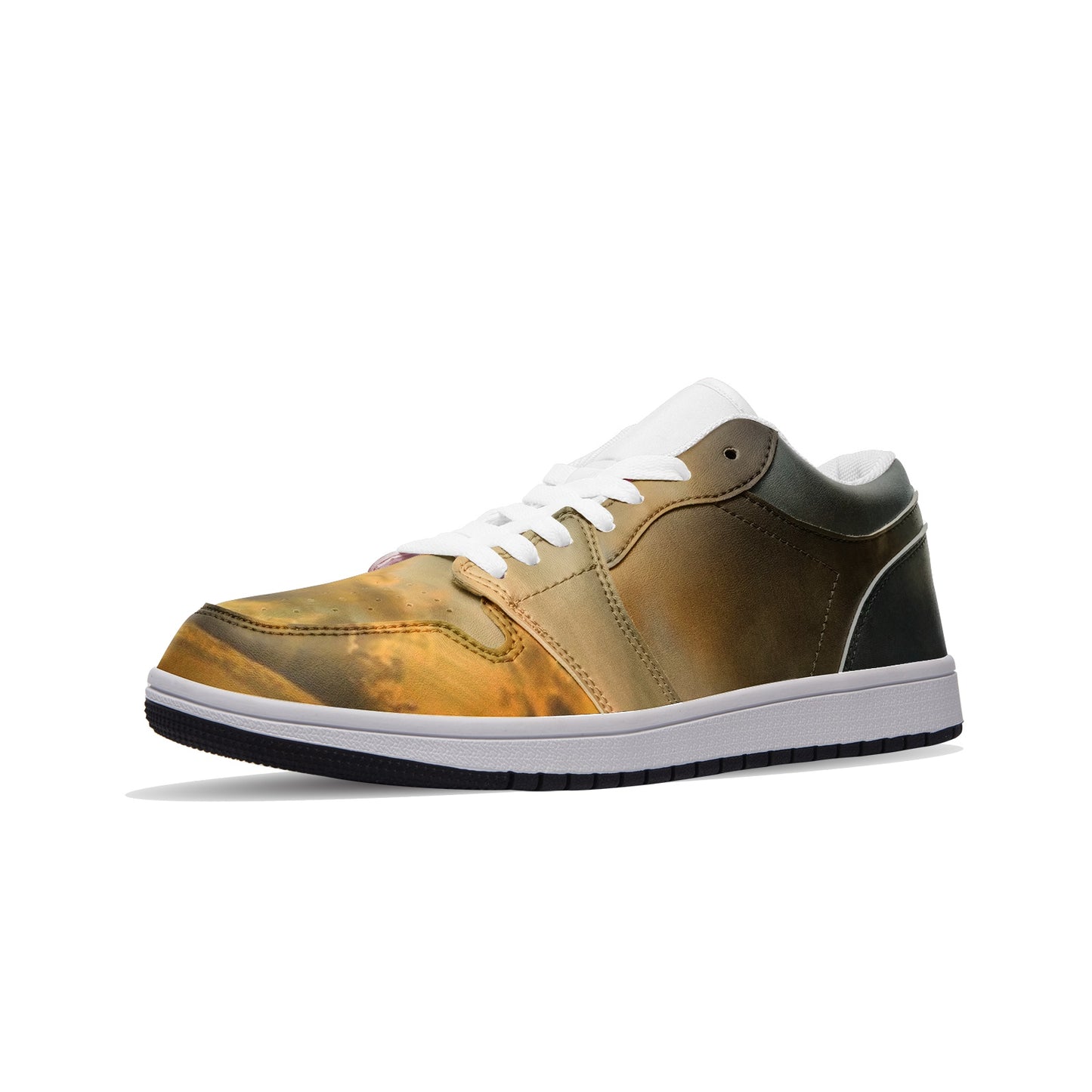 Waking up to pure tranquility. SunWhys Unisex Low Top Leather Sneakers
