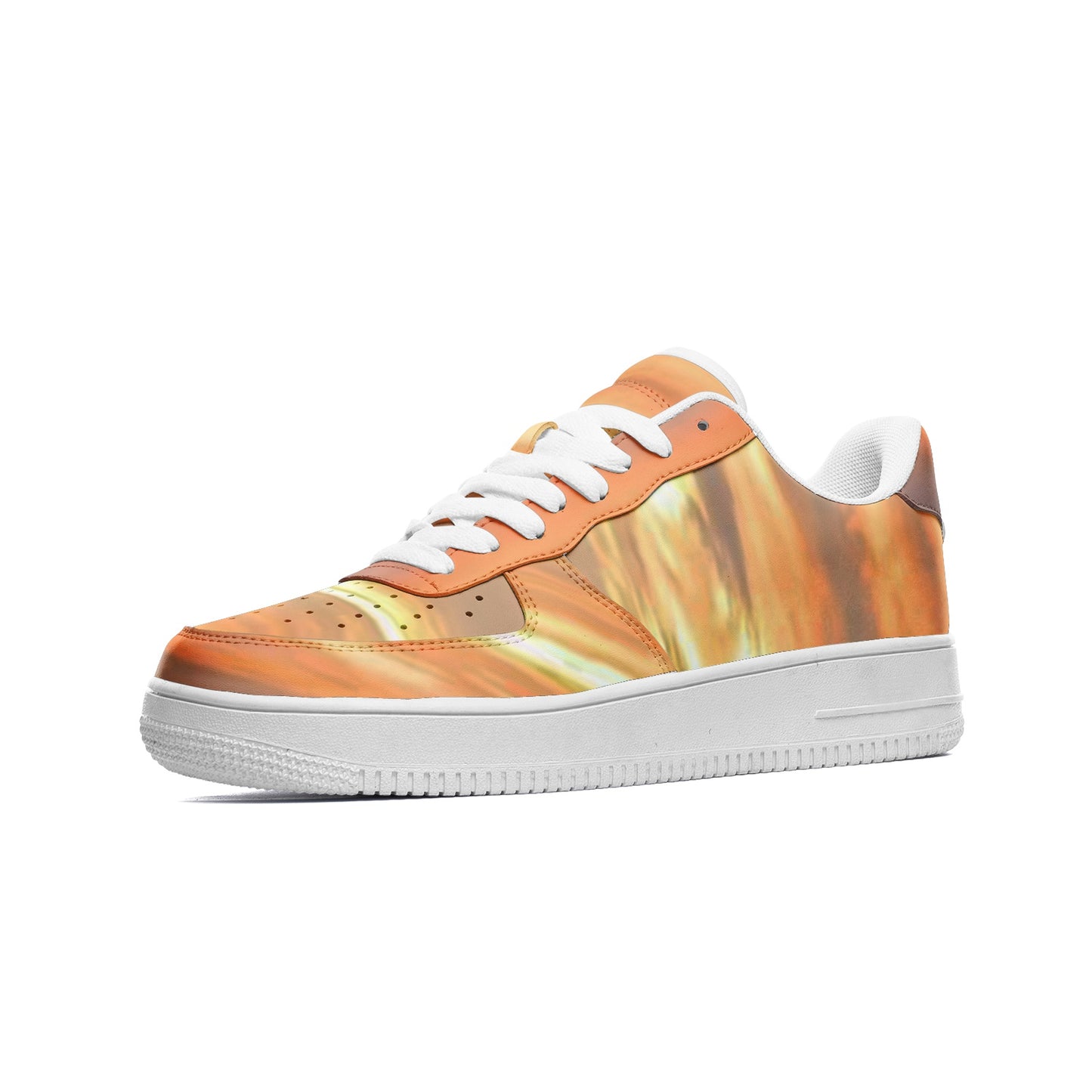Tranquility embraces me at dawn. SunWhys Unisex Low Top Leather Sneakers