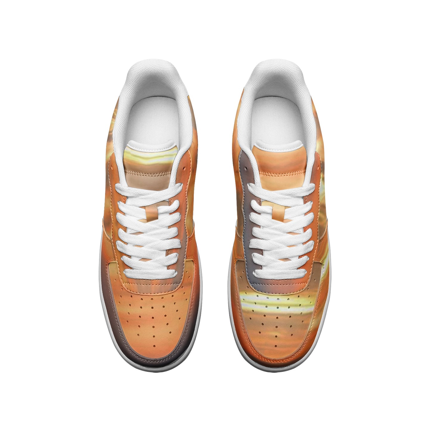 Tranquility embraces me at dawn. SunWhys Unisex Low Top Leather Sneakers