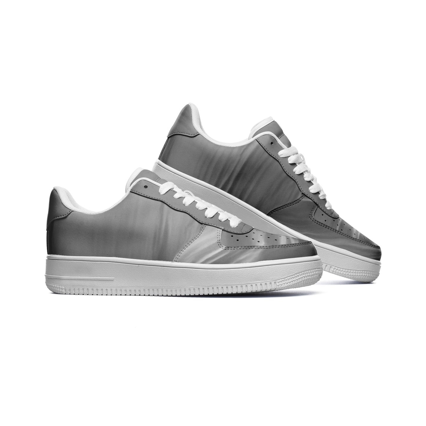 Serene landscapes are painted by the morning sunrise. SunWhys Unisex Low Top Leather Sneakers