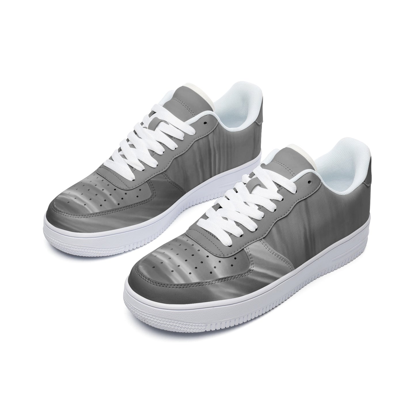 Serene landscapes are painted by the morning sunrise. SunWhys Unisex Low Top Leather Sneakers
