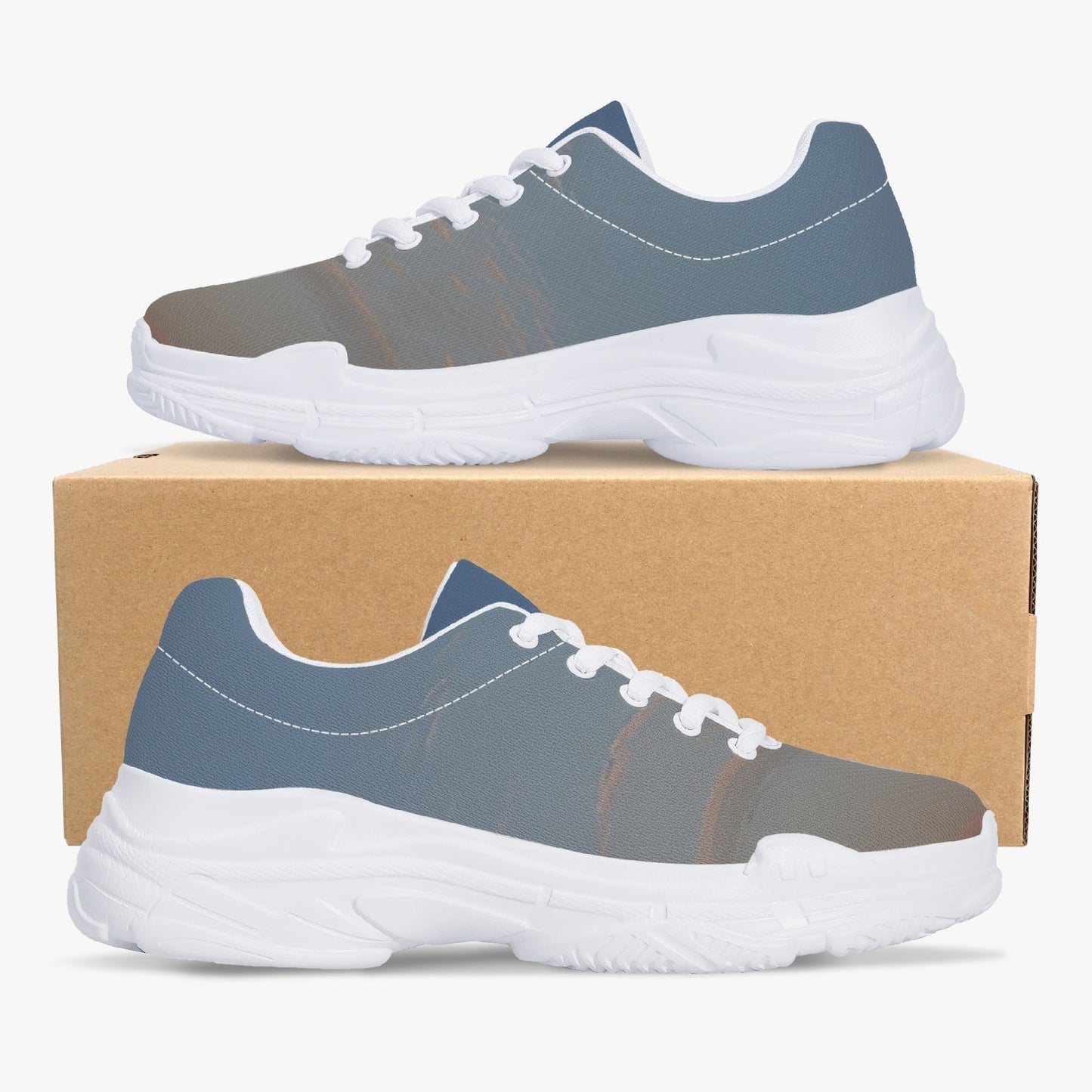 Peaceful awakening to nature's beauty. SunWhys Trendy Chunky Sneakers - White/Black
