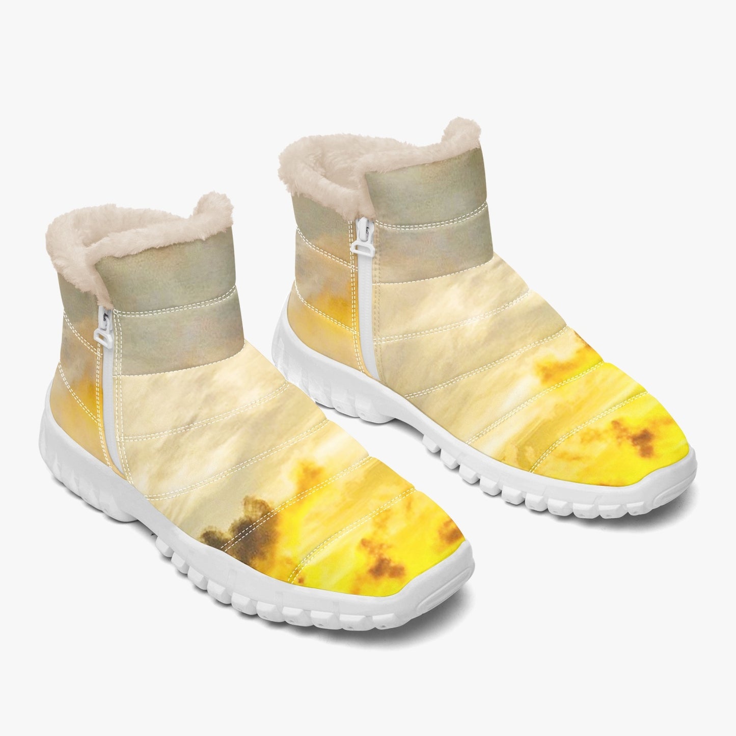 Sunrise brings calmness and peace. SunWhys Cotton-pad Fur Zipper Up Boots