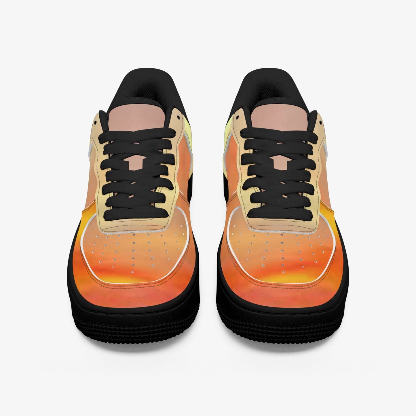 The sun's glow radiates peace. SunWhys  AF1 Low-Top Leather Sports Sneakers - Black Sole