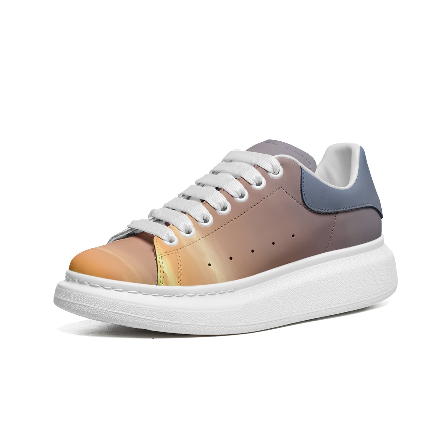 Contentment flows in each ray. SunWhys  Unisex Non Slip Lace Up Faux Leather Sneakers