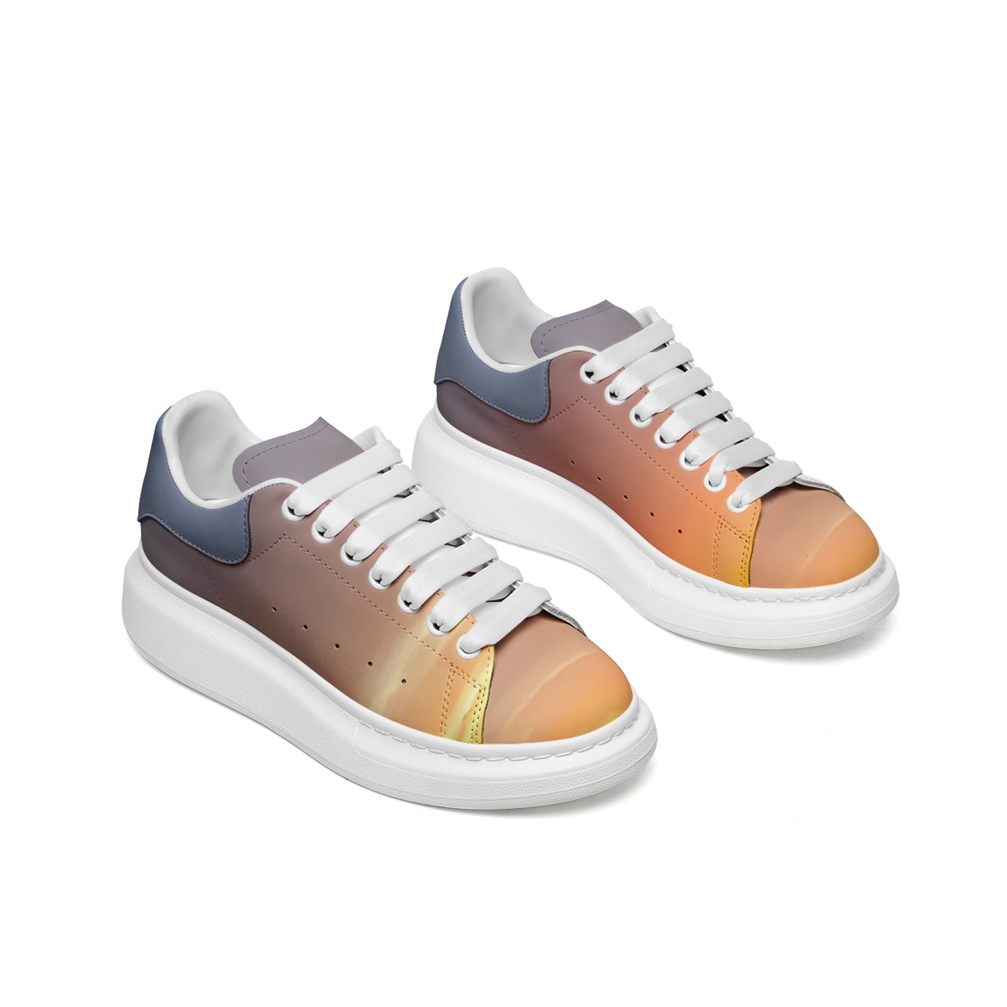 Contentment flows in each ray. SunWhys  Unisex Non Slip Lace Up Faux Leather Sneakers