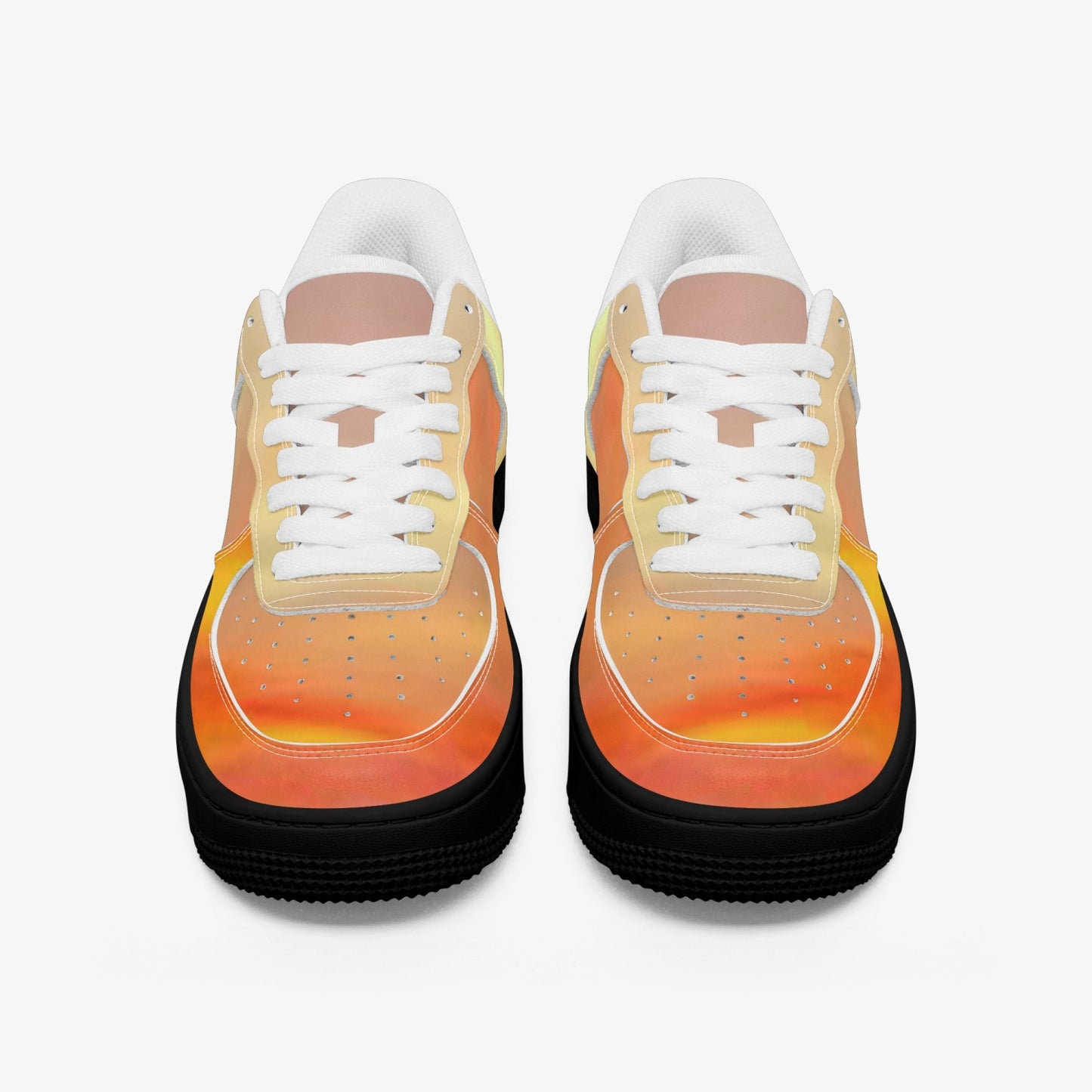 The sun's glow radiates peace. SunWhys  AF1 Low-Top Leather Sports Sneakers - Black Sole