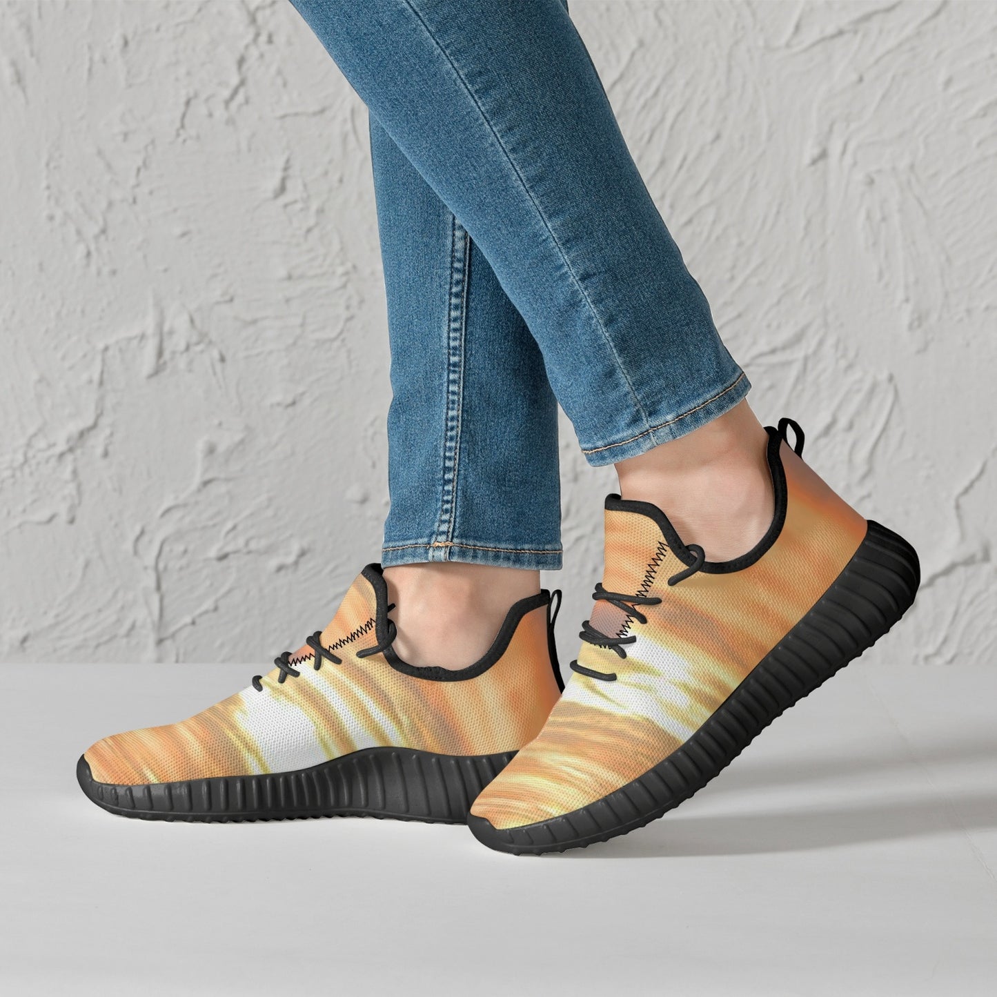 Finding joy in the sunlight. SunWhys  Mesh Knit Sneakers - White/Black