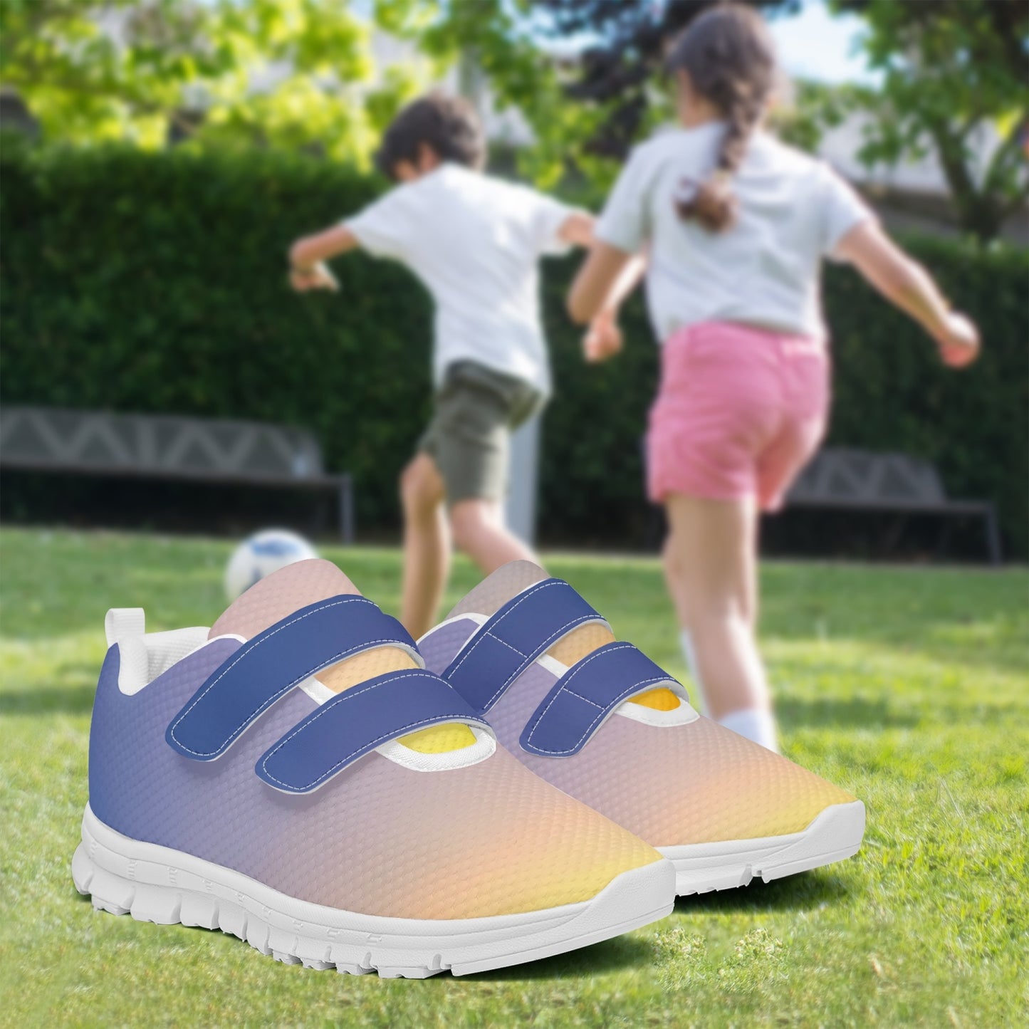 The morning light brings calm. SunWhys  Kids Lightweight Velcro Sneaker