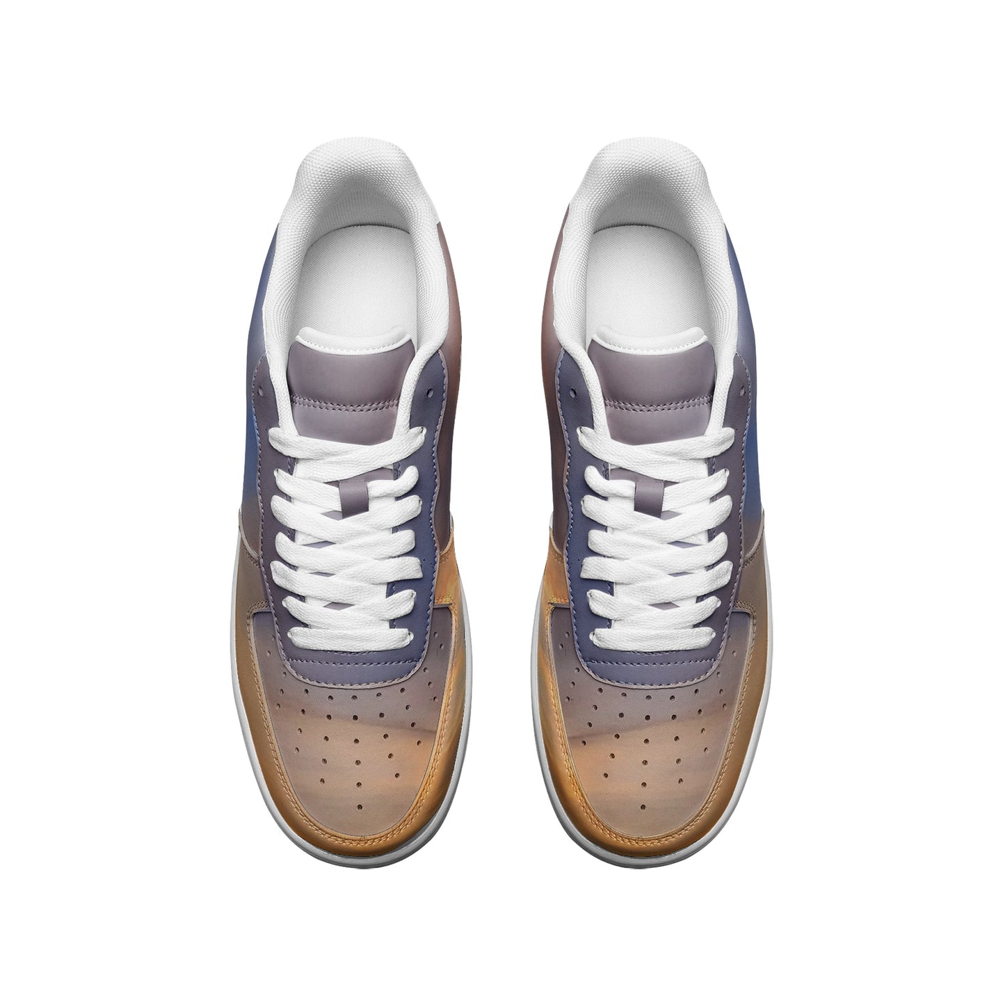 Beginning the day with serenity. SunWhys  Unisex Low Top Leather Sneakers