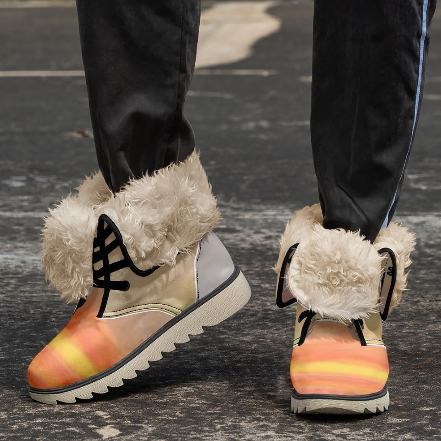 The sun's glow radiates peace. SunWhys   Cotton-pad Fur Lining Boots