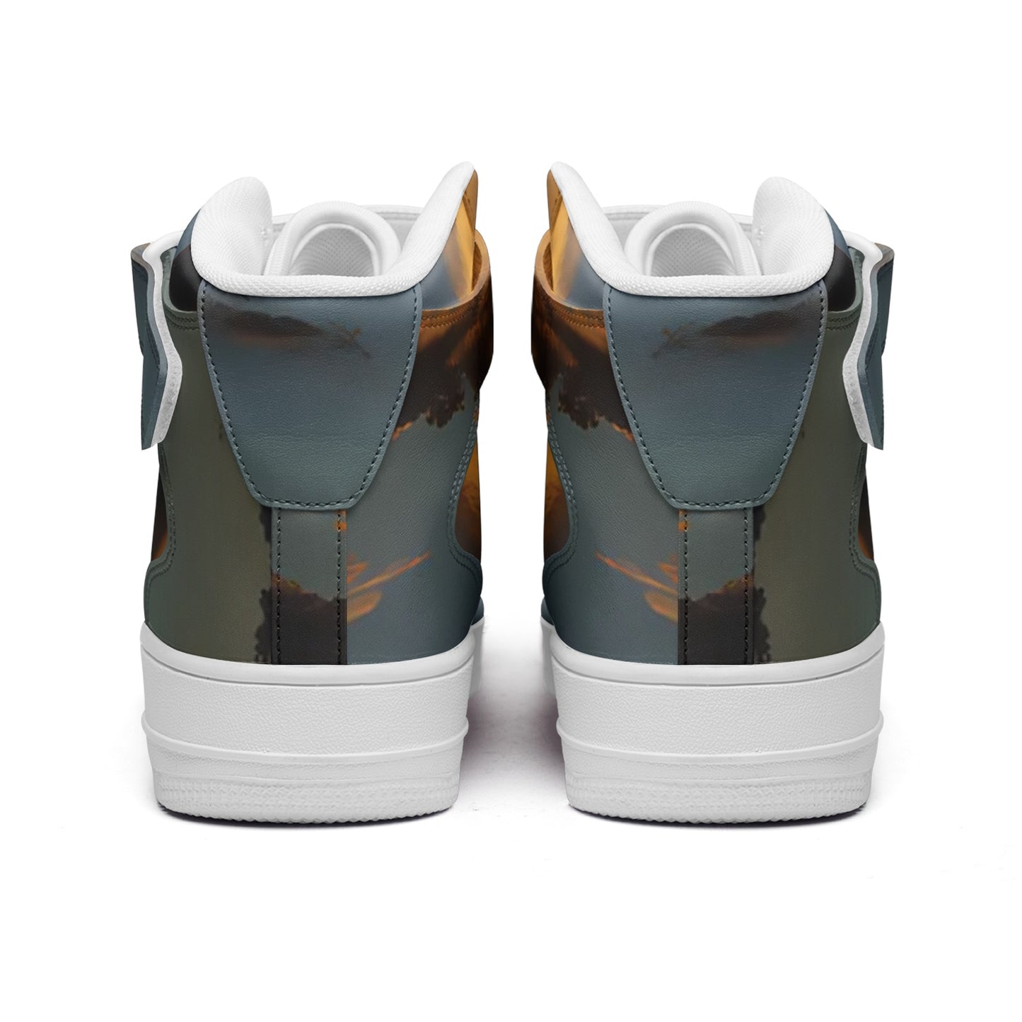 Waking up to peaceful tranquility. SunWhys  Unisex high Top Leather Sneakers