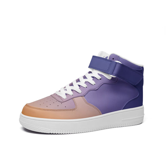 Waking up to peaceful harmony. SunWhys  Unisex high Top Leather Sneakers