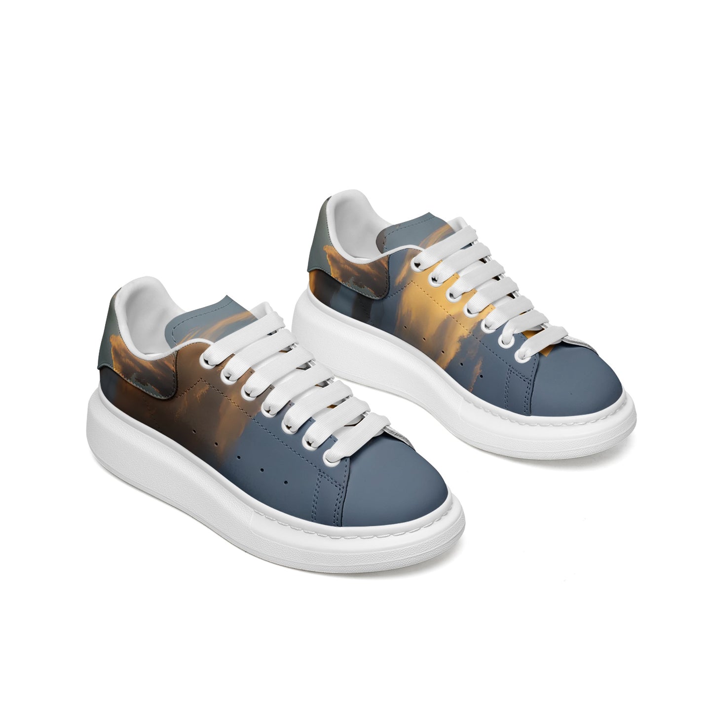 Waking up to peaceful tranquility. SunWhys  Unisex Non Slip Lace Up Faux Leather Sneakers