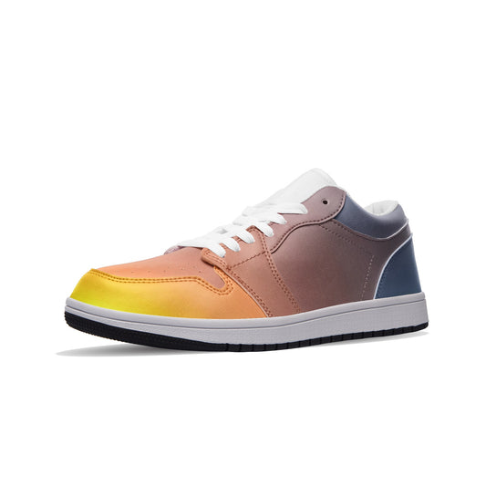 Starting the day with joy.  Unisex Low Top Leather Sneakers