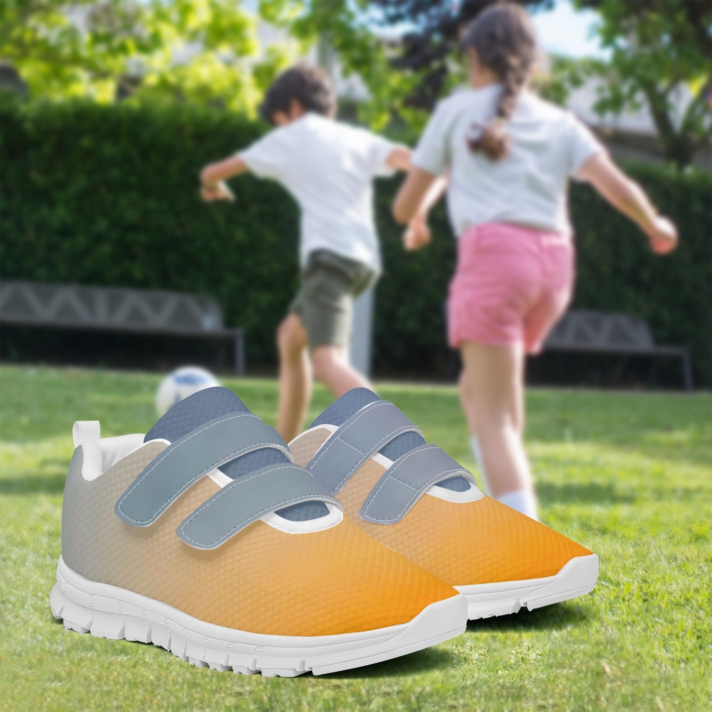 The sun's glow radiates peace. SunWhys  Kids Lightweight Velcro Sneaker